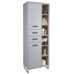 Bad Hochschrank Grau Matt – Sonoma Eiche 185 Cm – Tunis With Regard To Badezimmer Hochschrank Grau