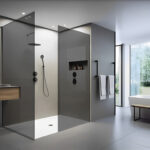 Duschwand – Dusche – 10 Mm Esg Glas – Graues Glas  2 Teilig Throughout Badezimmer Glaswand