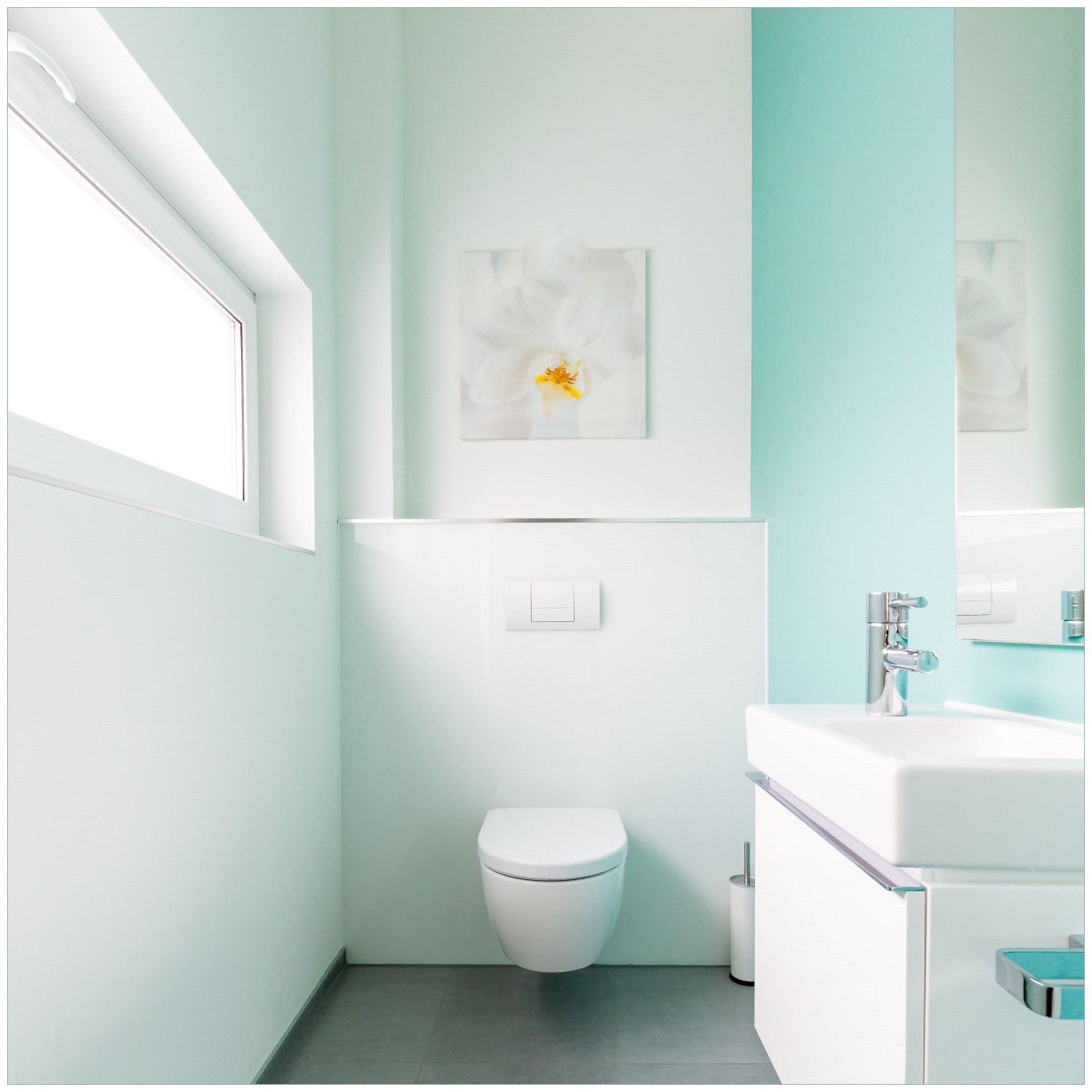 Glasbild Badezimmer Gästetoilette Innenansicht - Wc Und Waschbecken for Glasbilder Für Badezimmer