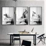 Neue Retro Kunst Badezimmer Tier Leinwand Malerei Schöne Pinguin Elefant  Zebra Giraffe Badezimmer Wand Kunst Poster Hause Dekoration Wandbild Kein Throughout Badezimmer Poster