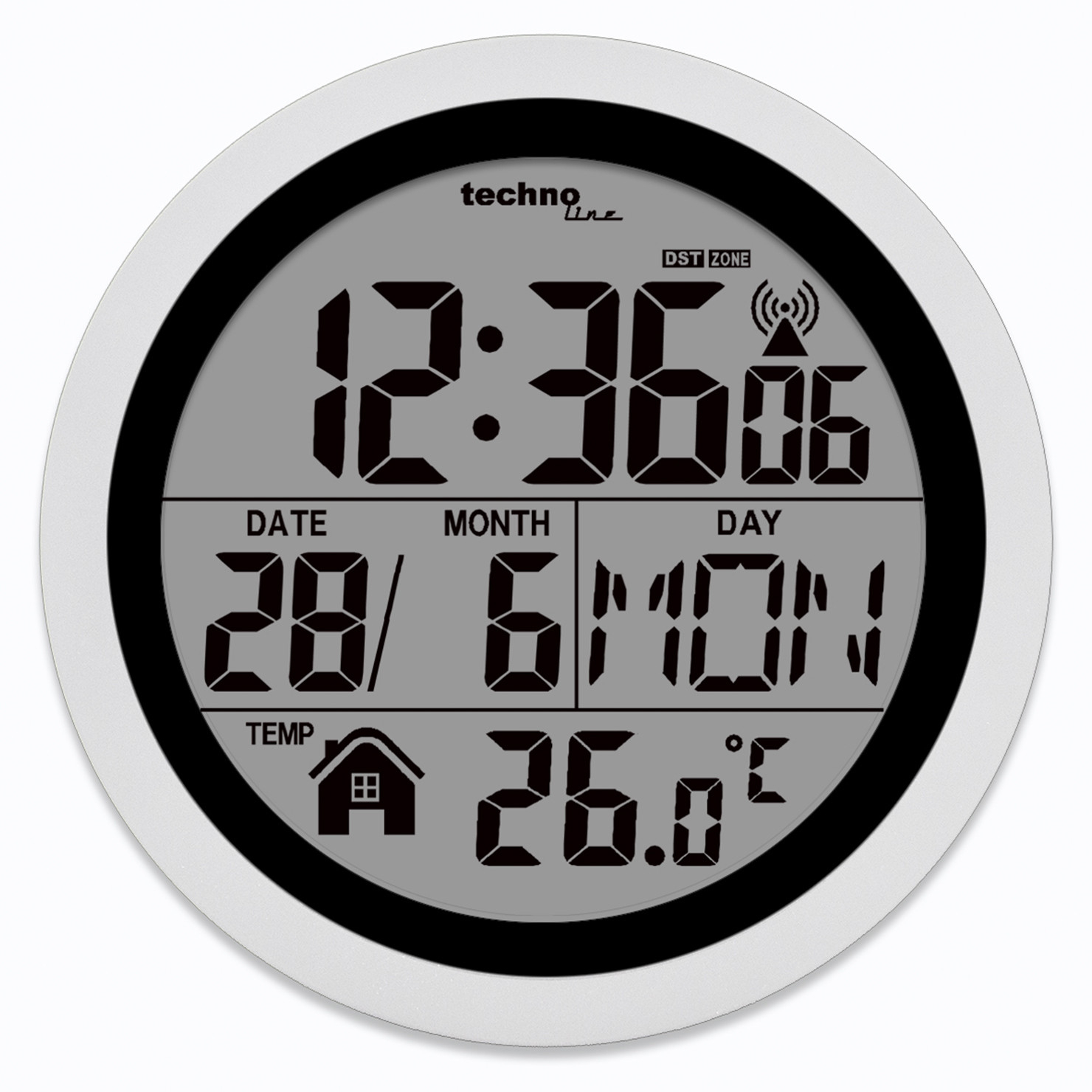 Technoline Wt3005 Digitale Badezimmer-Funkwanduhr, Kuststoff, Silber, Ø 147  X 79 Mm regarding Funkuhr Badezimmer