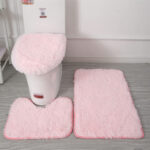 Badteppich Set 3 Teiliges, Rutschfeste Shaggy Badematte, Flauschig Contour  Badteppich, Langflor Toilettensitzbezug Rosa For Badezimmer Teppich Rosa