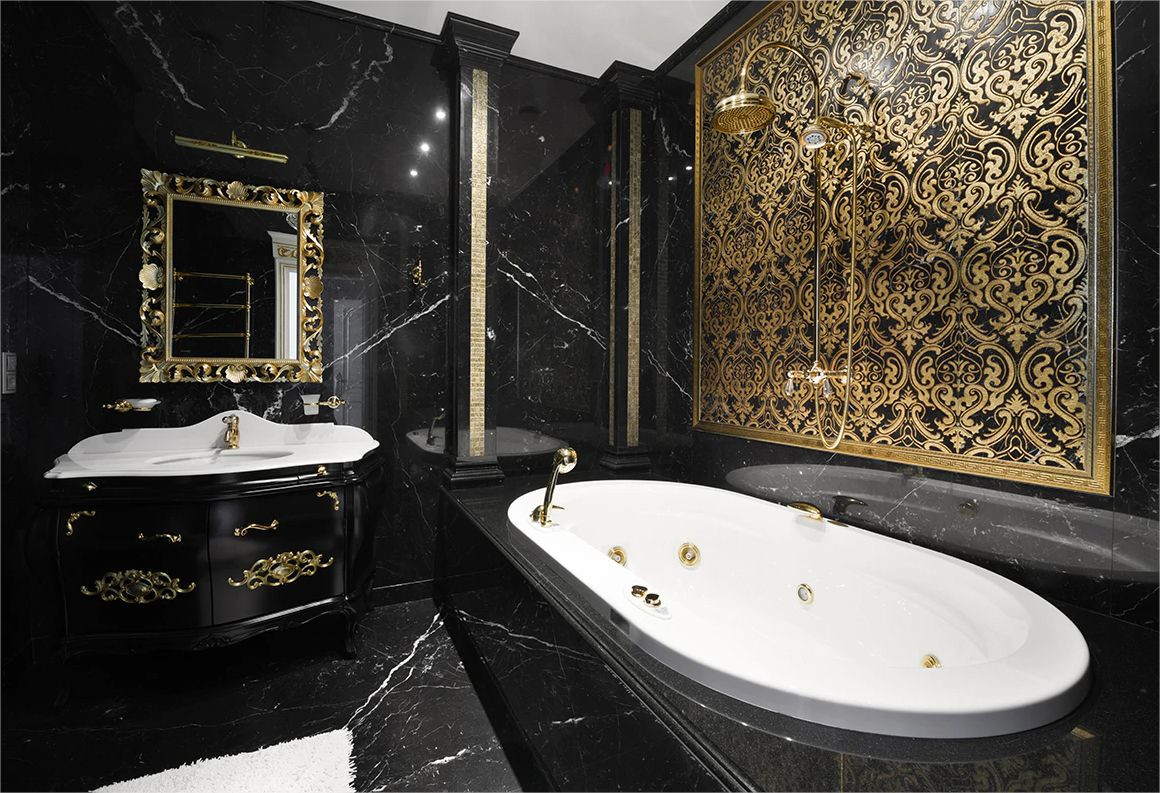 Badezimmer In Schwarz Und Gold – Ein Mix Von Luxus, Stil Und regarding Badezimmer Gold