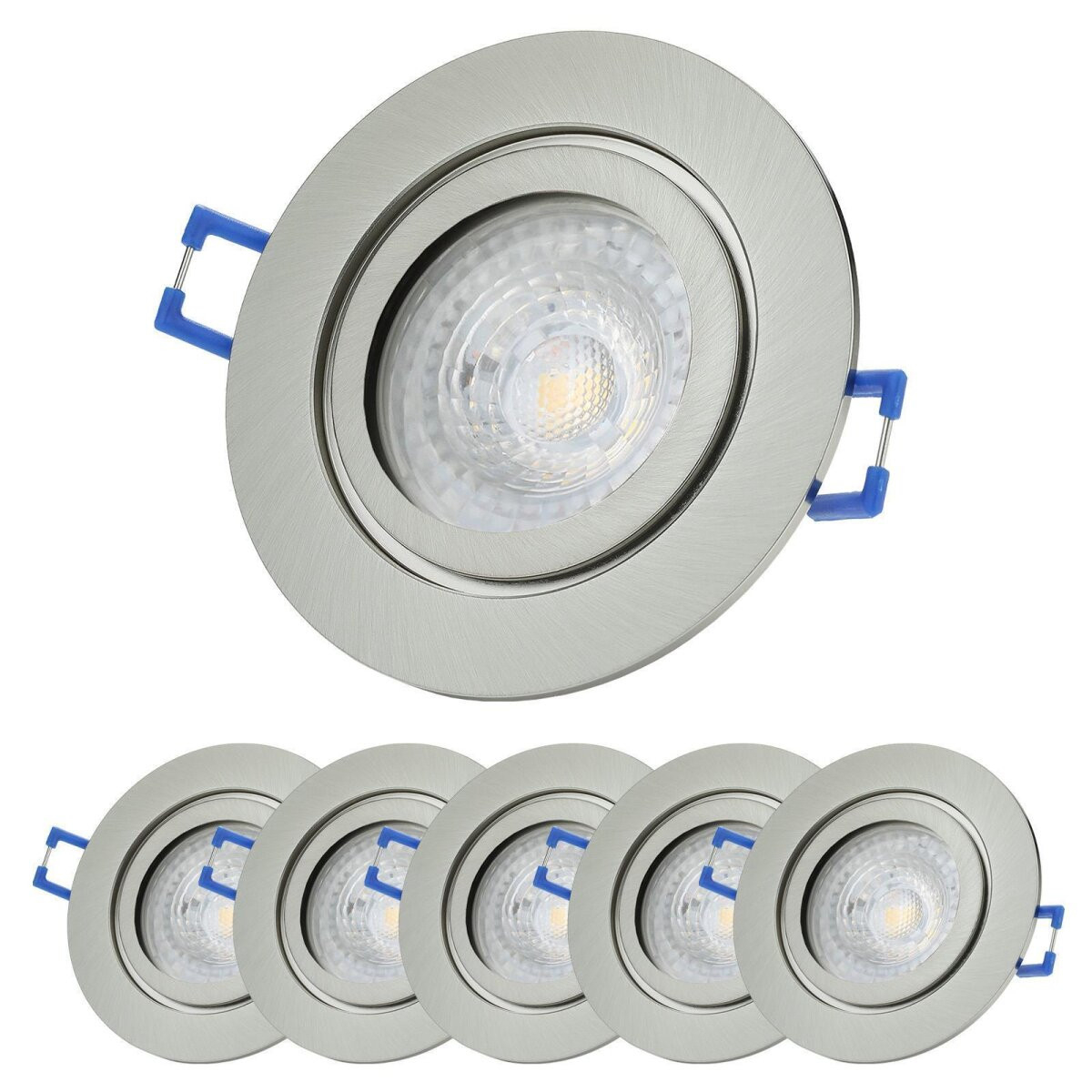 Led Einbaustrahler Dimmbar -Led Deckenstrahler Ip44 Bad 230V 7W Gu10  Warmweiß - Deckenspots Für Badezimmer 6Er Aluminium Lochmaß 68 Mm - Sparpack in Badezimmer Deckenstrahler