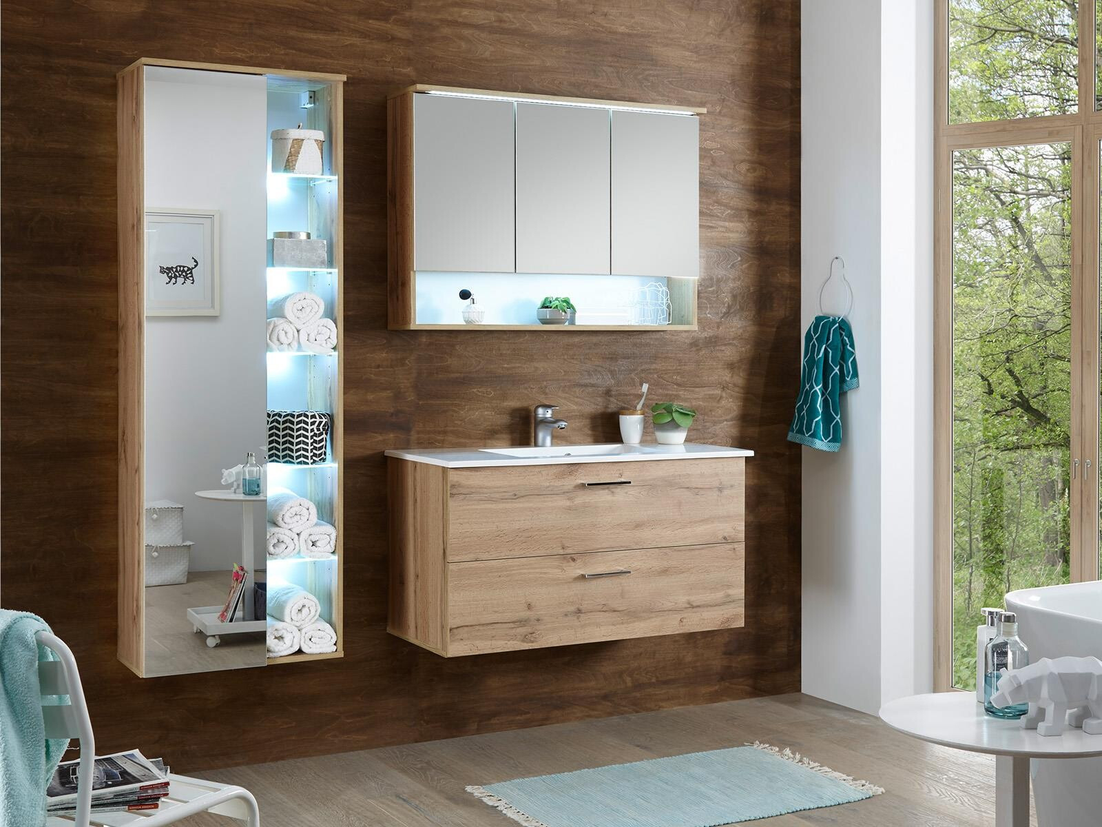 Badezimmer-Set &gt;Bella&lt; (3-Teilig) In Wildeiche Aus Glas - 165X190X45C,  779,95 € within Badezimmer Set 3 Teilig